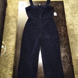 Free People Zip Front Navy Blue Corduroy Overalls